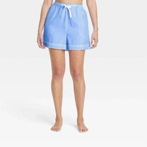 Medium - Womens Striped Simply Cool Pajama Shorts - Stars Above - Blue